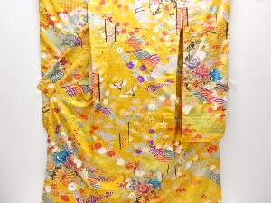 アンティーク　花車模様花嫁衣装掛下(比翼付き)